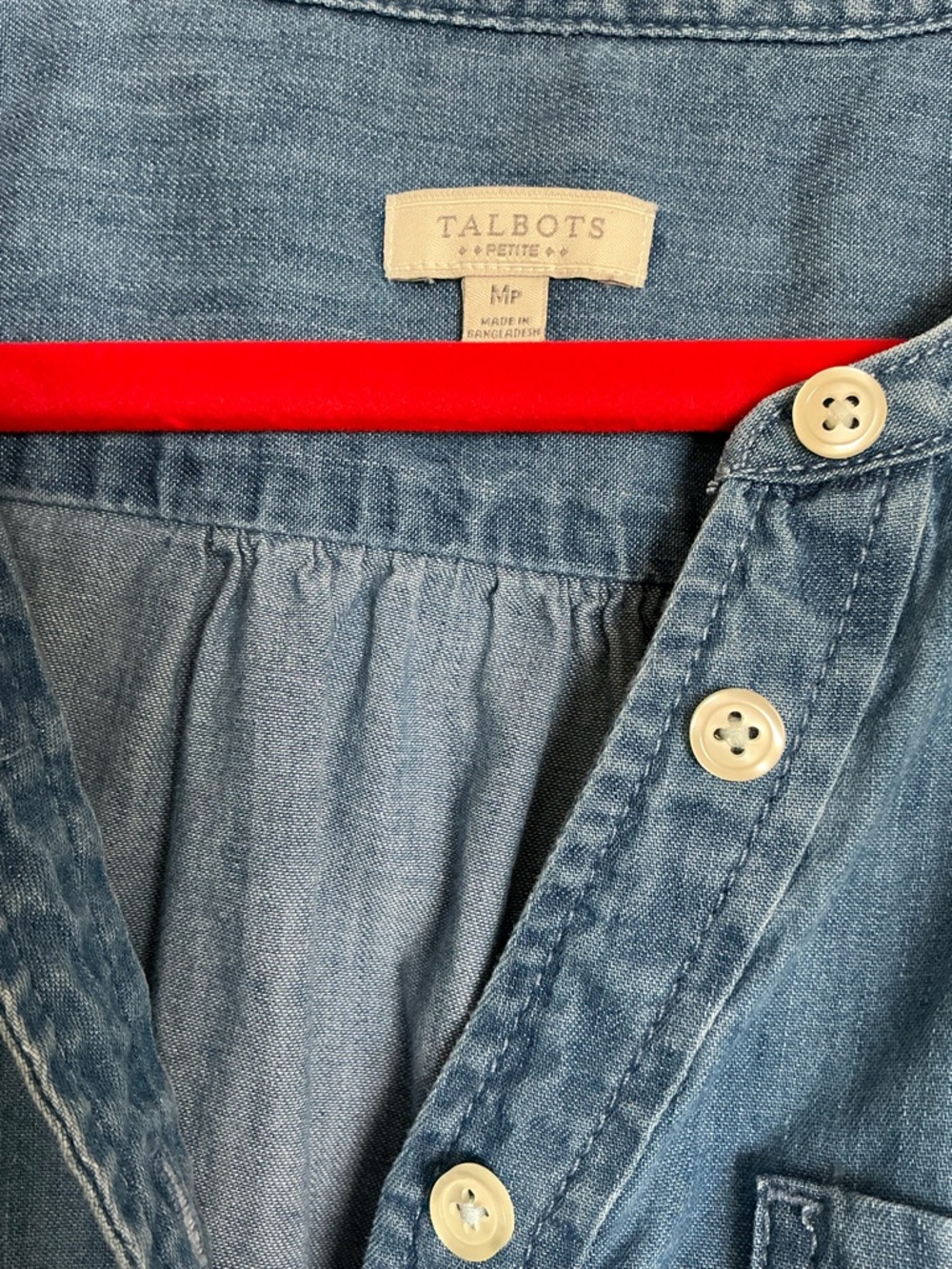 Talbots Chambray Henley Shirt - Light Blue - Picture 4 of 6